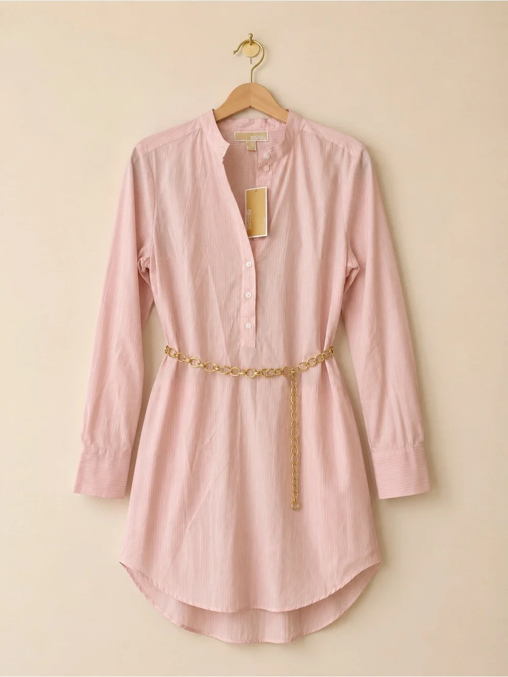 Michael Kors Light Pink Striped Mandarin-Shirt dress-Brand new!! Gorgeous ✨✨